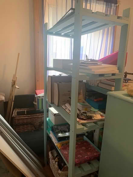 Photo of free Tall shelves turquoise x 2 (Stoneybatter)