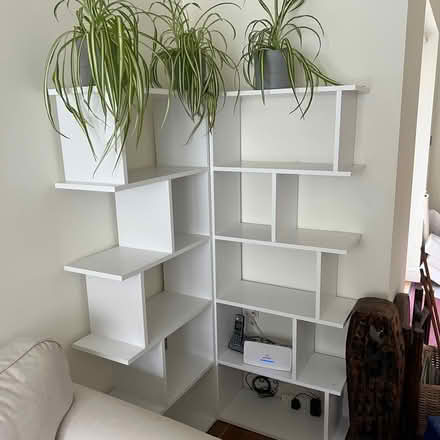 Photo of free 2 white display shelves (HG1)