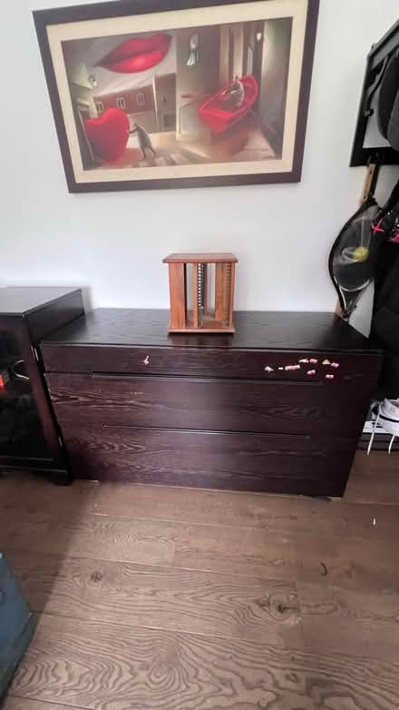 Photo of free Mahogany drawers + beside table set (East Finchley)