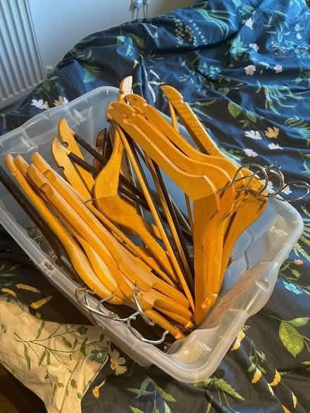 Photo of free 20 x Wooden Coat Hangers (Rickmansworth central WD3)