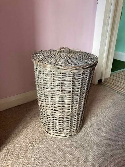 Photo of free Small grey wicker washing basket (Clifton YO30)