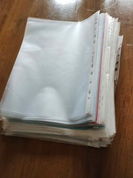 Photo of free A4 plastic file inserts (Amersham Common HP7)