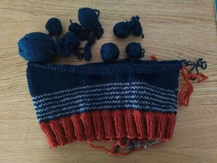 Photo of free Hat in progress/scrap yarn (Foster Farm) #1