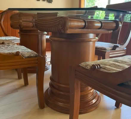 Photo of free Wooden glass-top dining table (Los Altos, CA) #1