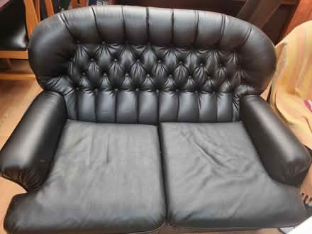 Photo of free Black faux leather couches (WA5 8WN) #1