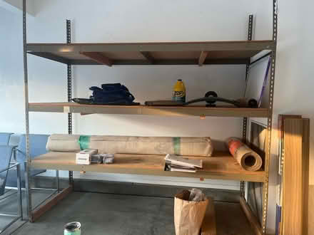 Photo of free Large industrial shelves (Coffey Park)