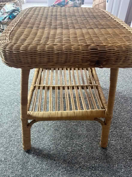 Photo of free Wicker end table (Teele Square)
