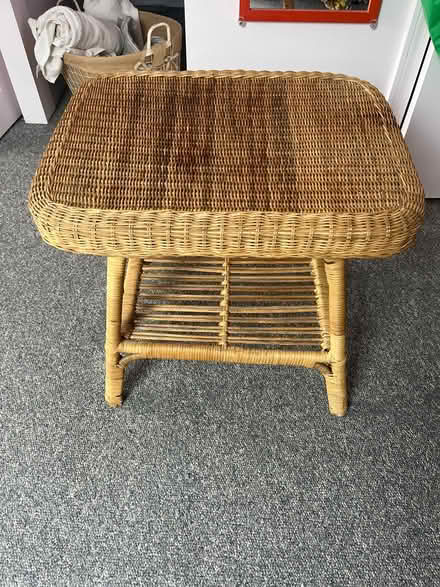 Photo of free Wicker end table (Teele Square)