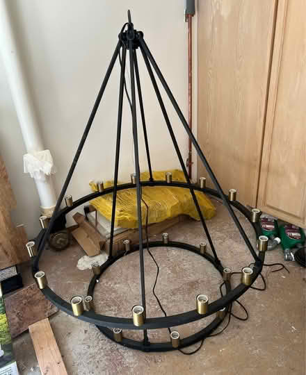 Photo of free Paxton 2-tier wheel chandelier (Wading River, NY)