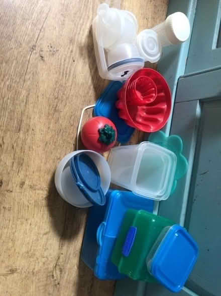 Photo of free Tupperware, jelly moulds, ketchup bottle (Freehold LA1)