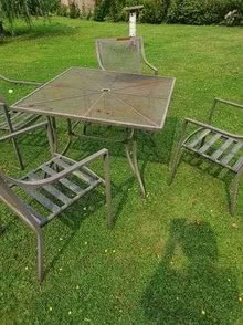 Photo of free Metal 4 seater Garden Table and 4 Chairs (Clint Green NR20) #1