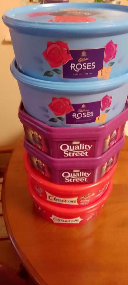 Photo of free large round chocolate containers (Roffey Horsham) #1