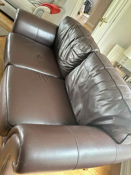 Photo of free Brown leather sofa (Culgaith CA10)