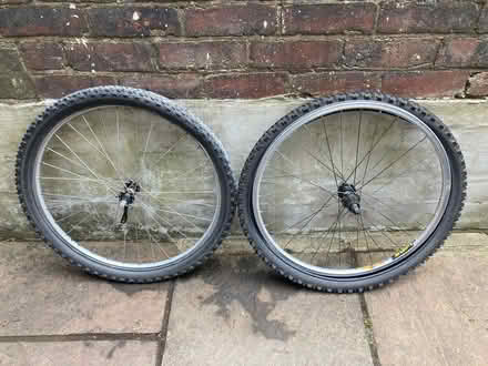 Photo of free 27.5" Mavic MTB Bicycle wheels with tyres - fairly well worn (Banner Cross S11)