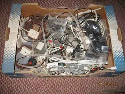 Photo of free Box of assorted audio cables etc. (Holmfirth HD9) #1