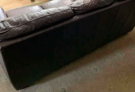 Photo of free X2 brown leather sofa (Droylsden M43 7EA) #4