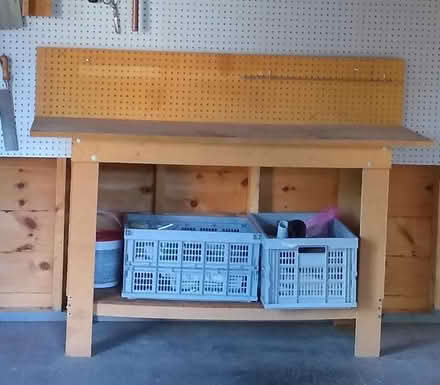 Photo of free Work bench w/ pegboard & storage (Pawtucketville / Lowell) #1