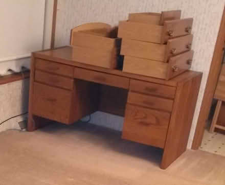 Photo of free Solid Oak Desk with 5 drawers (Pawtucketville / Lowell) #1