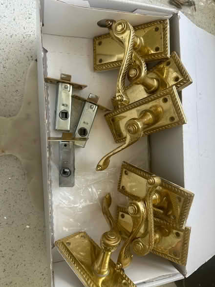 Photo of free 3 Brass door handles (Lurgan) #2