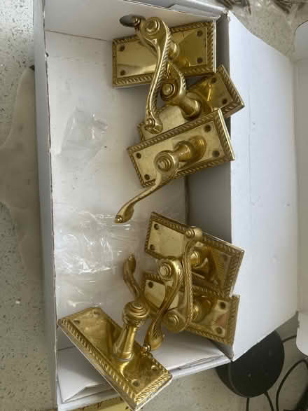 Photo of free 3 Brass door handles (Lurgan) #1