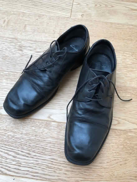 Photo of free Clarks Men’s black leather smart shoes. Size 9 (Colesmead RH2) #1