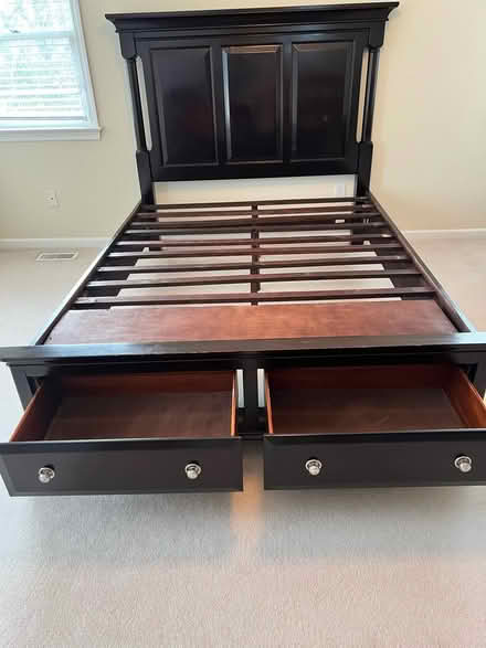 Photo of free Wood queen bed frame (Commercial Point)