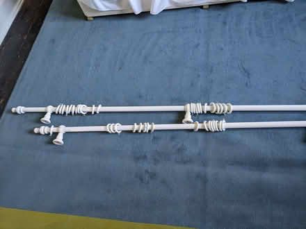 Photo of free White wooden curtain poles x2 (Llansantffraid SY22) #2