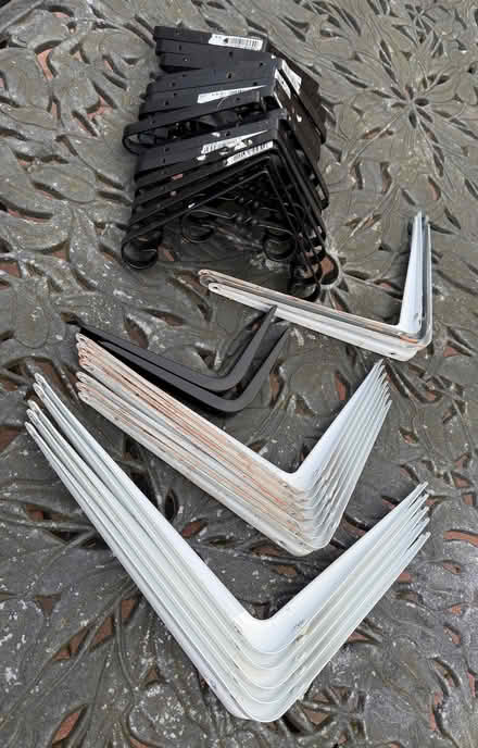 Photo of free Selection of used wall mounted metal shelf brackets (East Harling NR16) #1