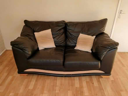 Photo of free black leather 2 seat sofa (Wivenhoe CO7) #1