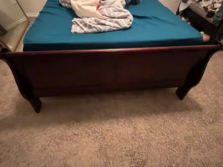 Photo of free Wooden bed frame (Stone oak) #2