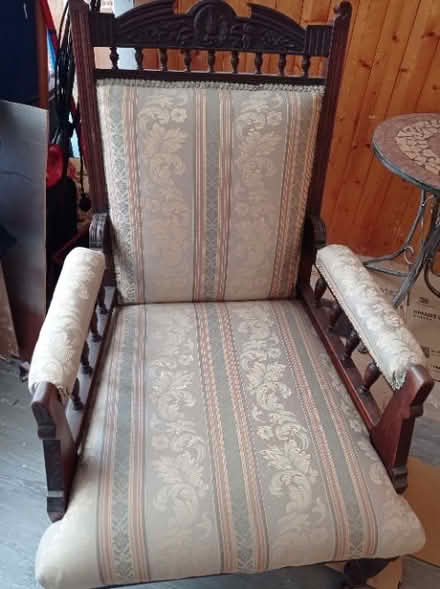 Photo of free Edwardian easy chair newly upholstered (Teignmouth TQ14) #1