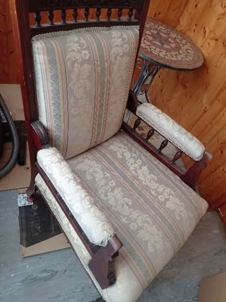 Photo of free Edwardian easy chair newly upholstered (Teignmouth TQ14) #2