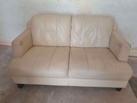 Photo of free Cream leather sofa (Goose Green WN3) #2