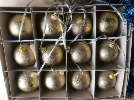 Photo of free Christmas Balls and Blue Tinsel (North Tonbridge TN9) #1