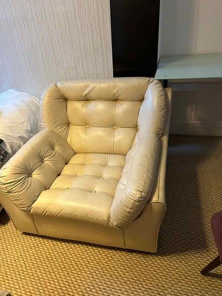 Photo of free White leather armchair (Wallasey CH45) #1