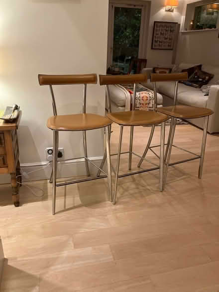 Photo of free Tan leather and chrome barstools (OX3 Headington, Oxford) #1