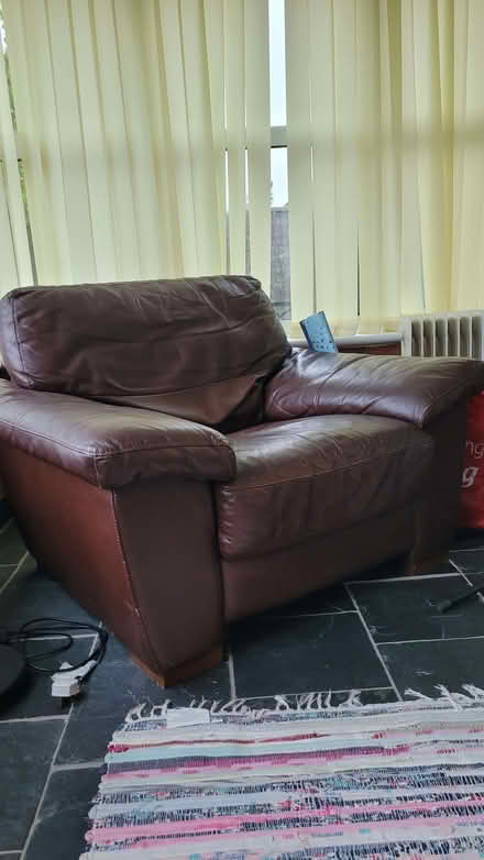 Photo of free Brown leather armchair (Billingshurst RH14) #1