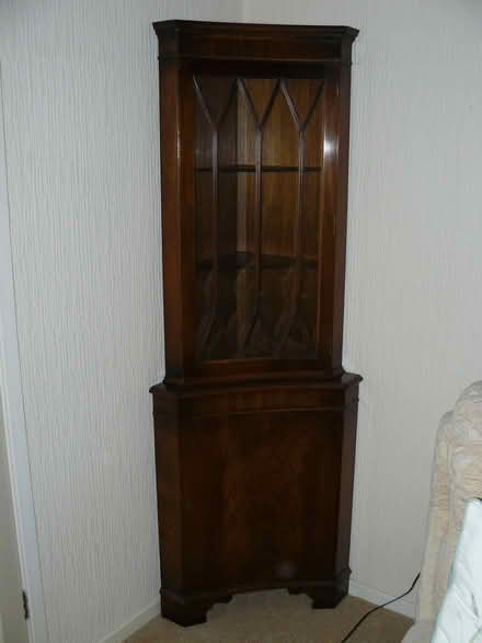 Photo of free Vintage lockable wooden corner cupboard/display cabinet (Boley Park WS14) #1