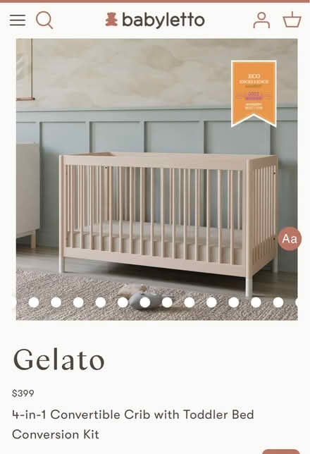 Photo of free Babyletto gelato convertible crib (Edgebrook) #3