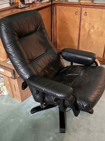 Photo of free Black leather reclining armchair (Ealing W5) #1