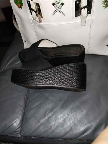 Photo of free Black Wedge Sandals size 9.5 woman (Lomas & Eubank area) #1