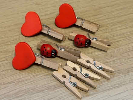 Photo of free Mini pegs hearts ladybirds (Selsdon CR2) #1