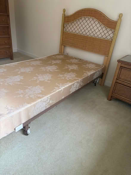 Photo of free Twin wicker headboard and boxspring (Manasquan section of Wall) #2