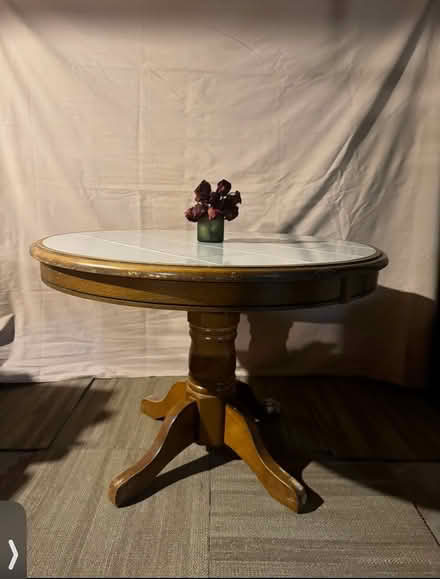 Photo of free Round wooden table (Belmont Cragin) #1