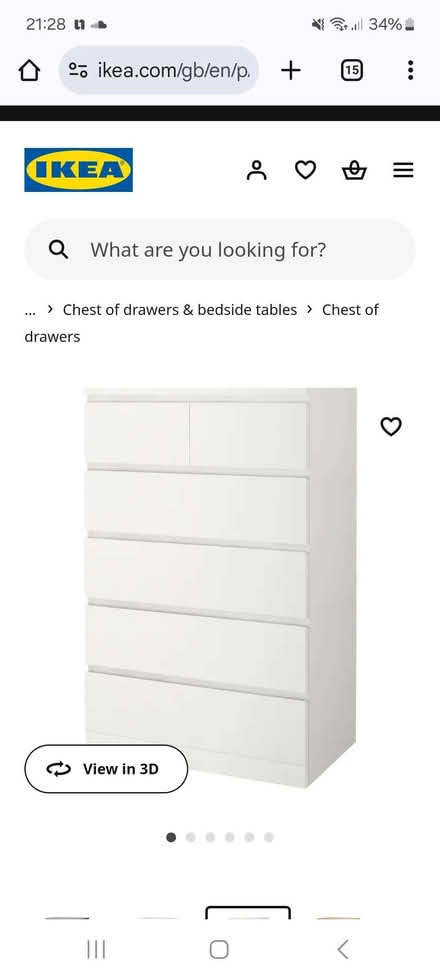 Photo of White ikea malm 6 drawer chest of drawers (Pittville GL50) #1