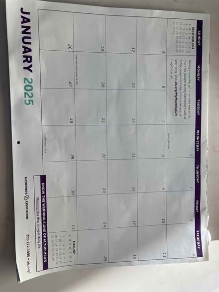 Photo of free 2025 desk or wall calendar (Southwest Ann Arbor) #1