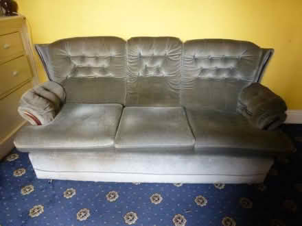 Photo of free 3 piece suit, sofas, chair, footstool, grey, good condition, (Coventry CV1) #1