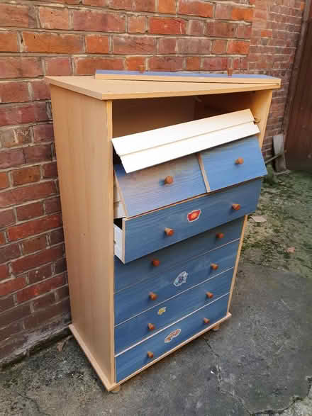 Photo of free Blue/beech effect chest of drawers (Harrow HA2) #2