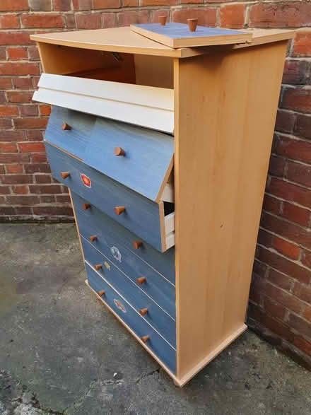 Photo of free Blue/beech effect chest of drawers (Harrow HA2) #1