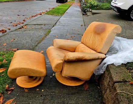 Photo of free Leather recliner with ottoman (Skyway) #2